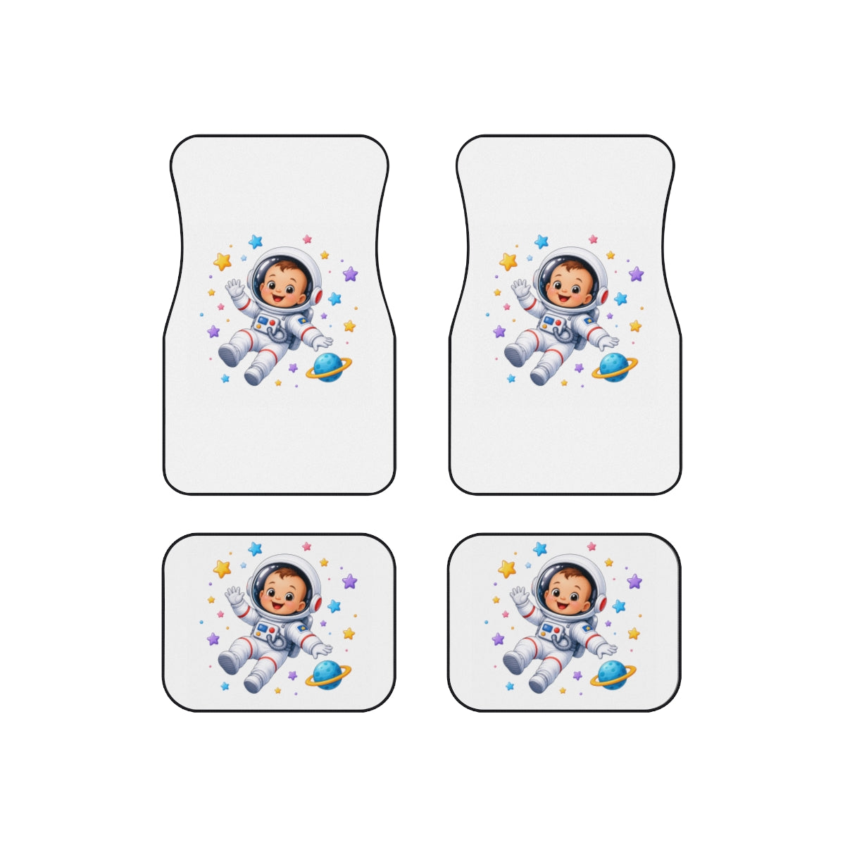 Little Astronaut design on a premium set of 4 car floor mats from Nureli Kids