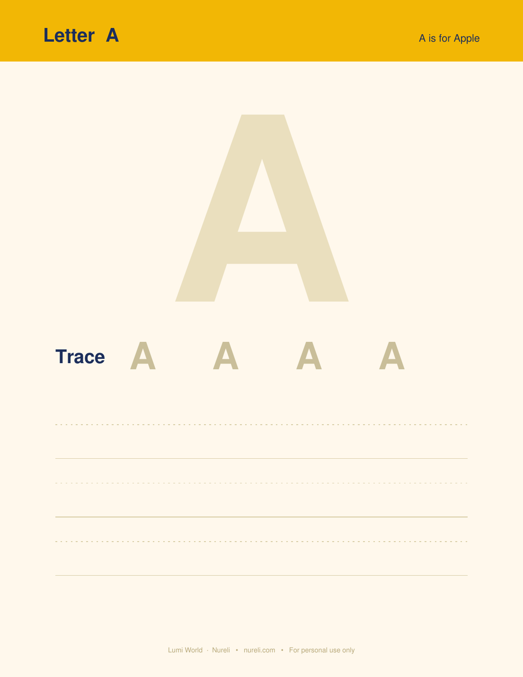 Lumi Alphabet Tracing sample page