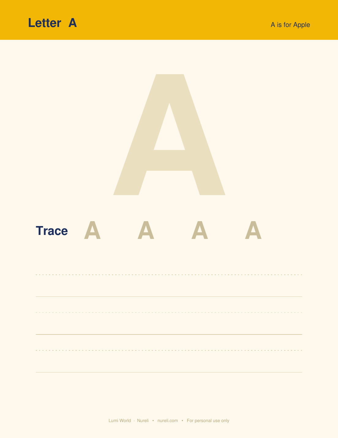 Lumi Alphabet Tracing sample page
