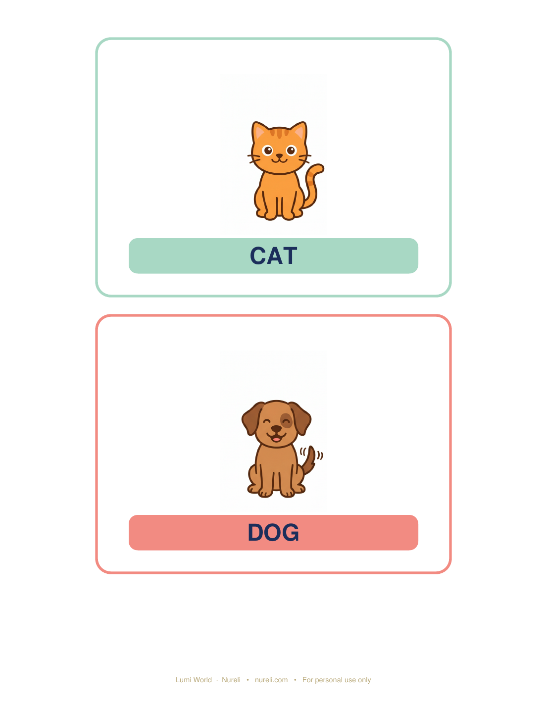 Lumi Animal Flashcards sample cards