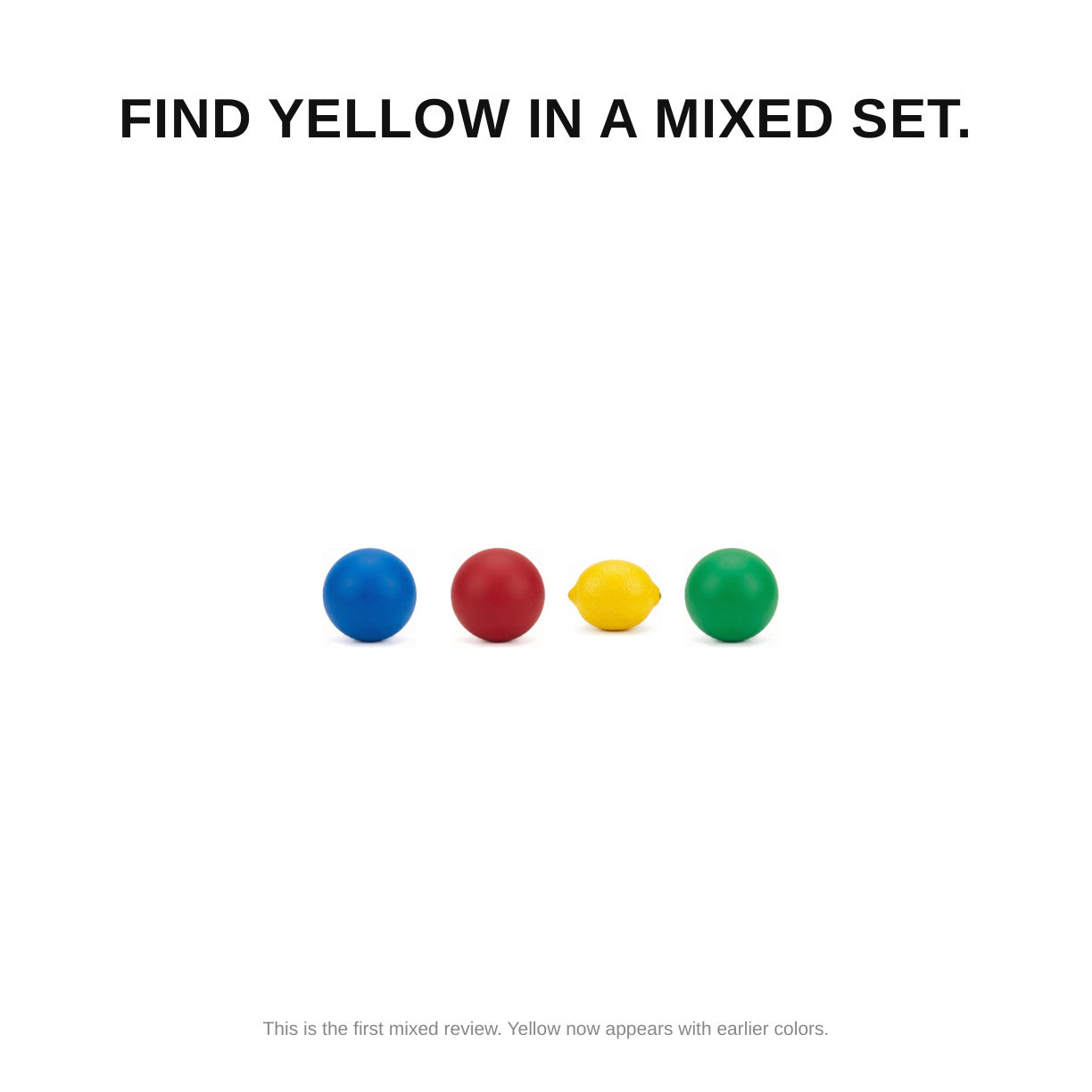Look inside My First Colors: find yellow in a mixed set of colors