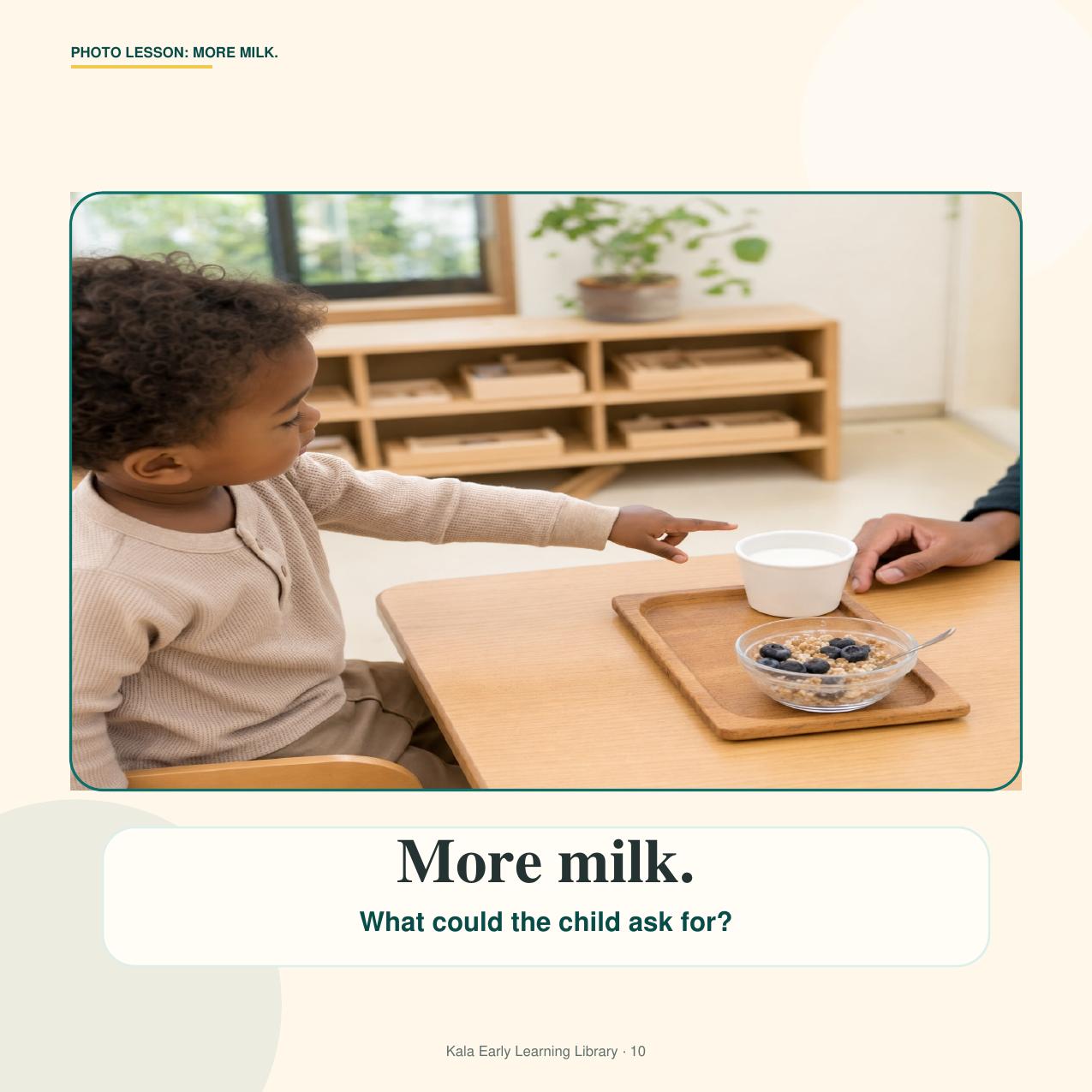 Look inside My First Sentences, More milk page
