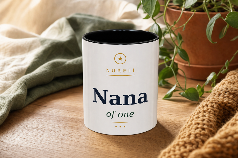 Nana Of One Mug by Nureli by Kala Library, ceramic mug styled on a warm oak table in soft morning light, premium lifestyle photo