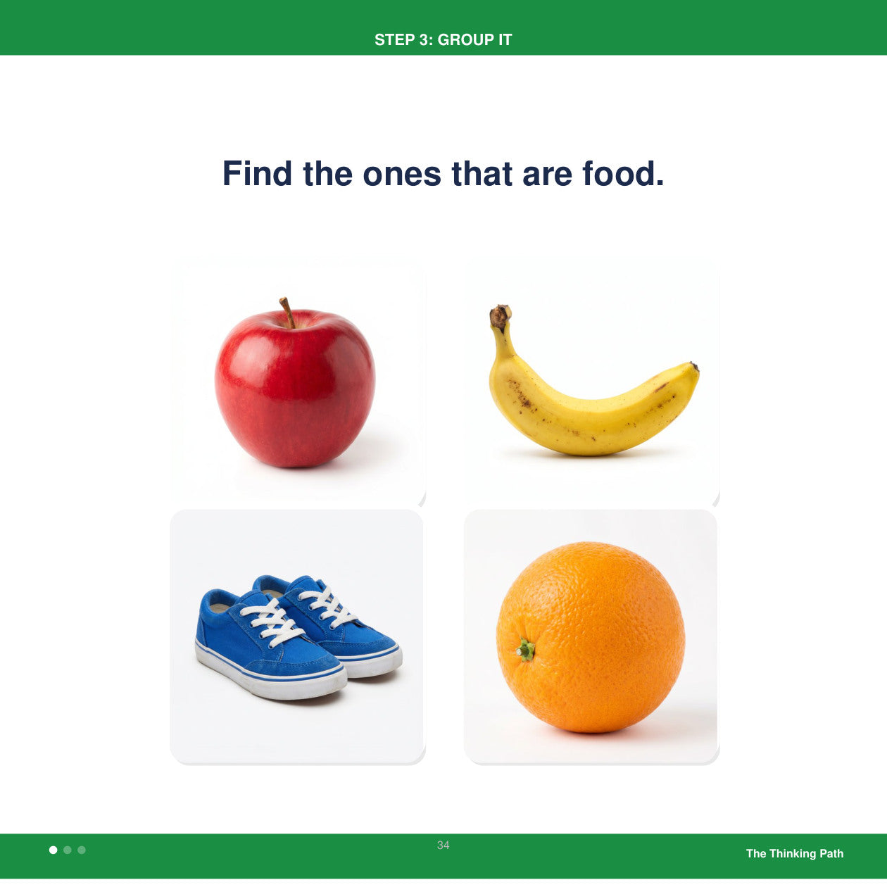 Look inside The Thinking Path: group the pictures that are food
