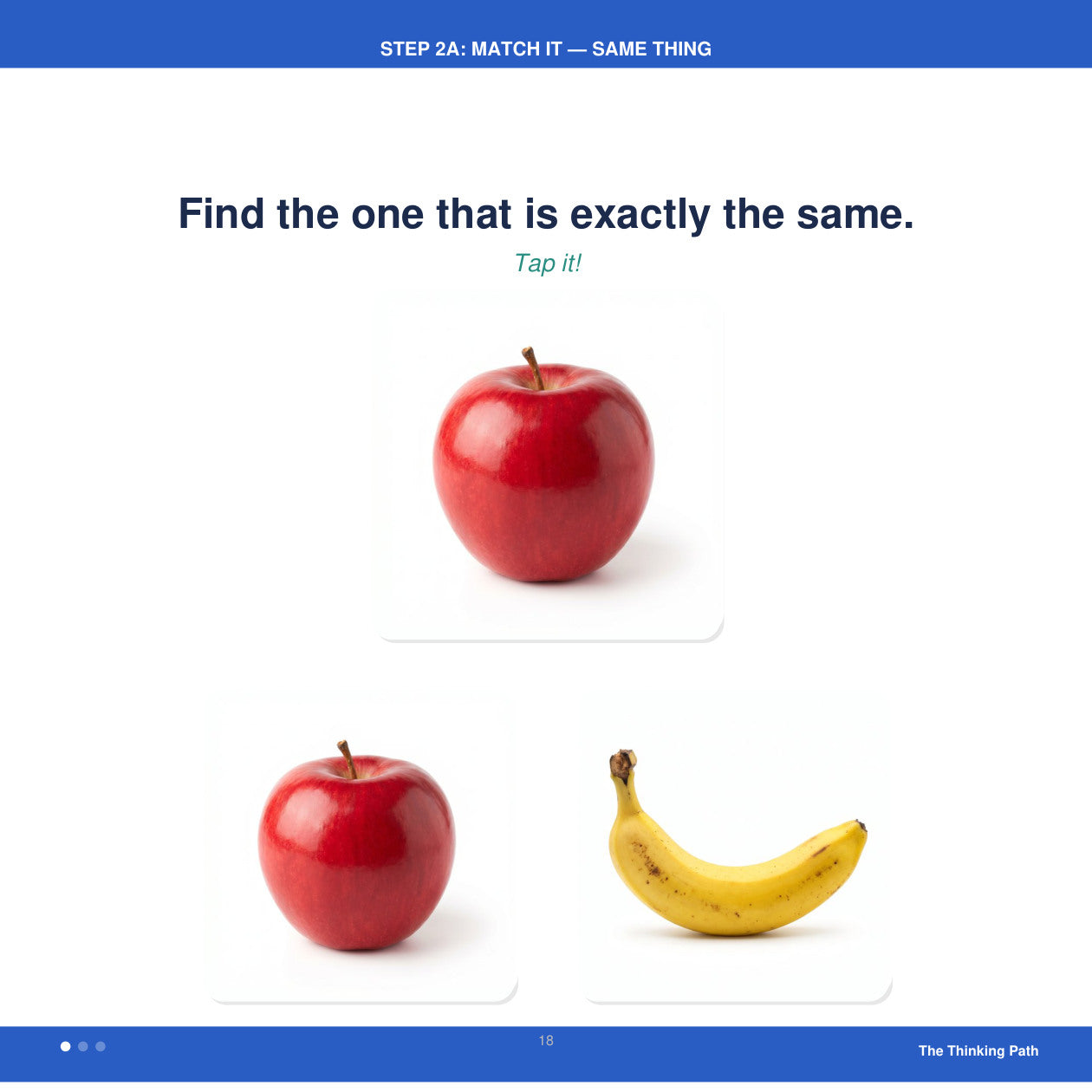 Look inside The Thinking Path: exact-match reasoning activity with an apple