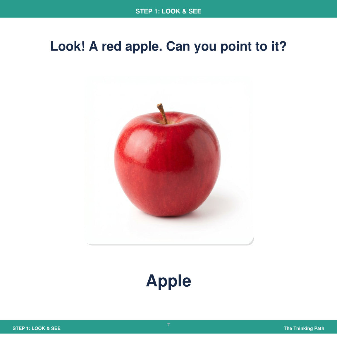 Look inside the toddler thinking skills book: Look and See apple activityTeach Toddler to Think: Notice, Compare, Choose & Explain