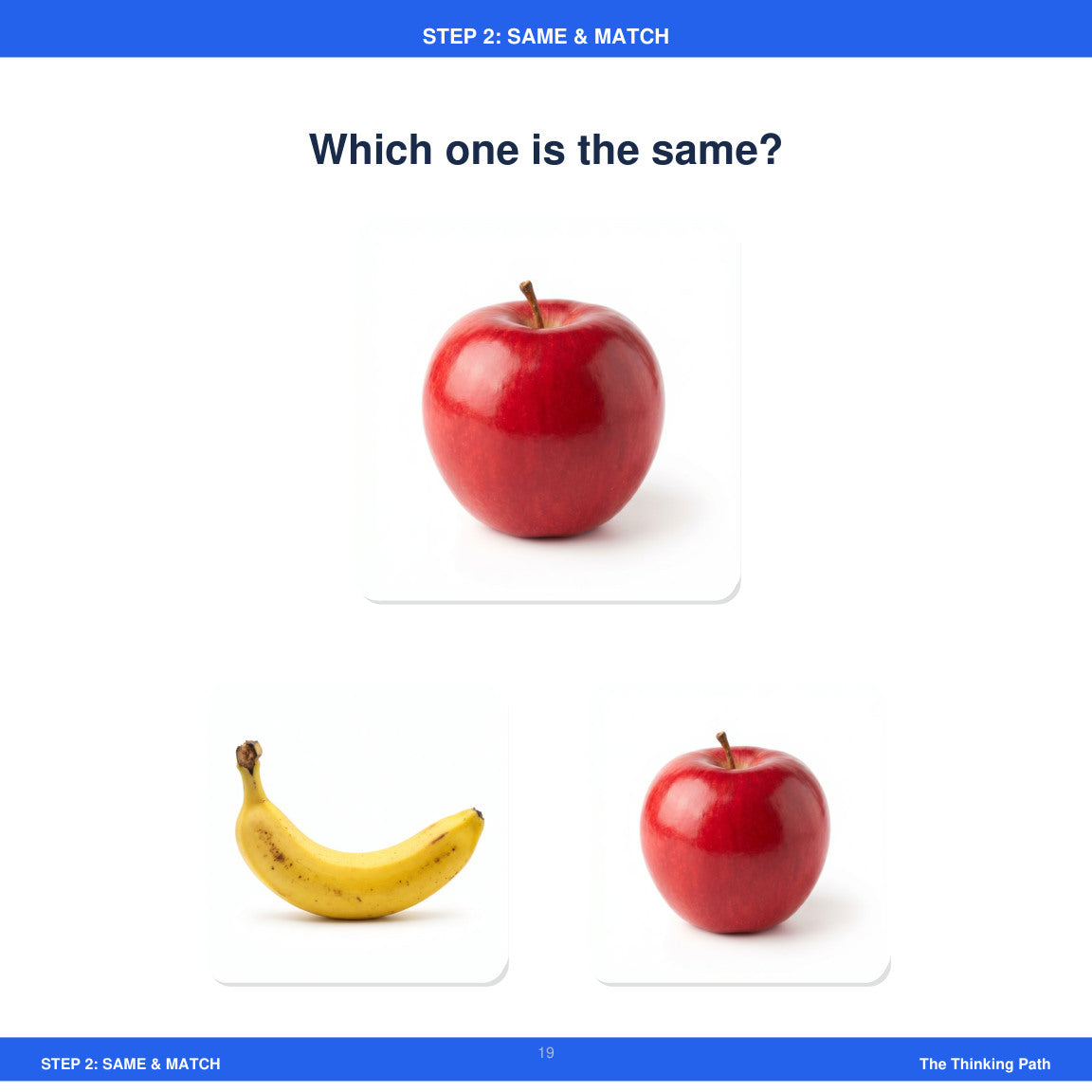 Look inside the toddler thinking skills book: Same and Match apple activityTeach Toddler to Think: Notice, Compare, Choose & Explain