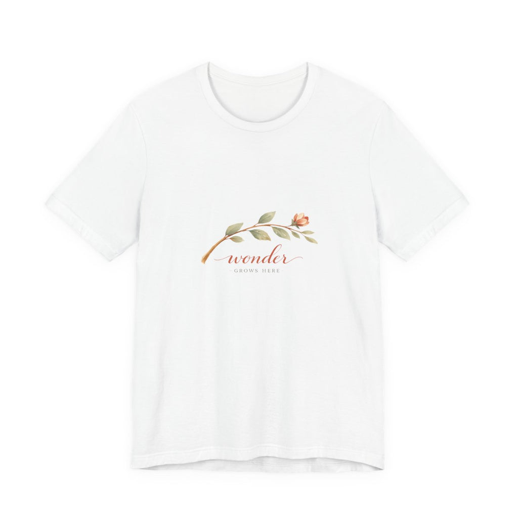 Wonder Grows Here tee front — white