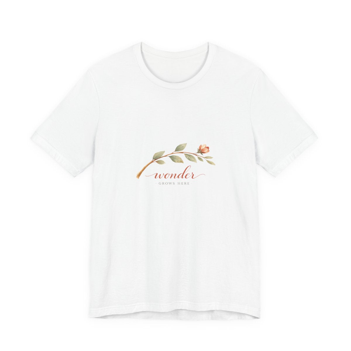 Wonder Grows Here tee front — white